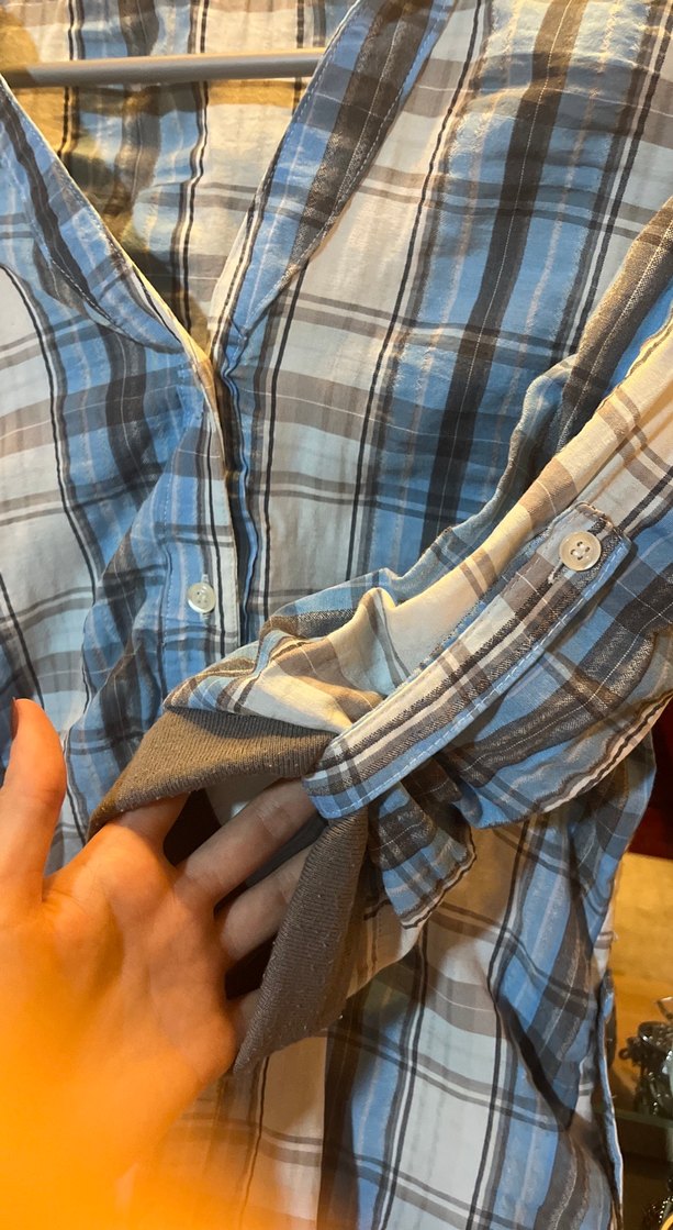 Kadın Gri Mavi Ekose Vintage Gömlek - Görsel 3