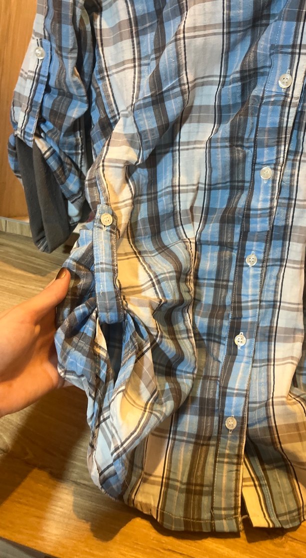 Kadın Gri Mavi Ekose Vintage Gömlek - Görsel 4