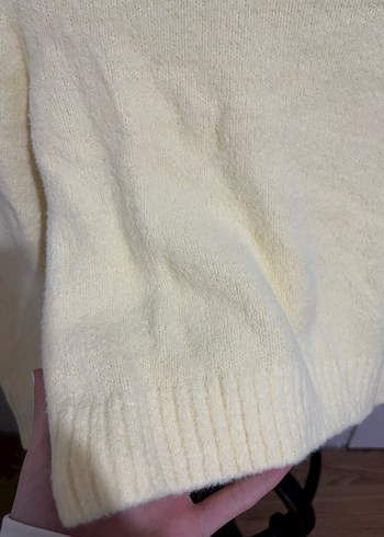 Kadın Sarı Yünlü Bisiklet Yaka Kazak - Görsel 5