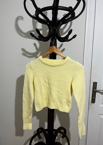 Kadın Sarı Yünlü Bisiklet Yaka Kazak - Görsel 2