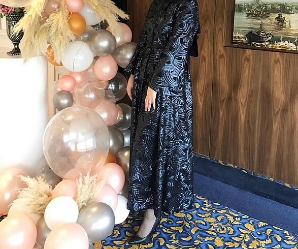 Payetli elbise- abaya- ferace