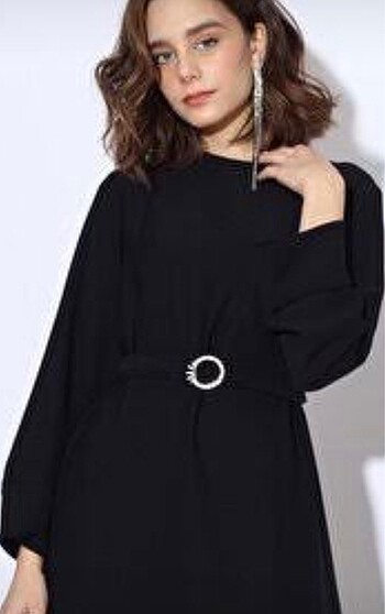 Zara Siyah krep elbise