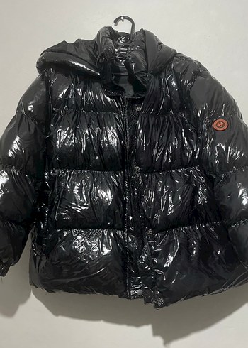 Parlak Siyah Kadın Midi Mont - Görsel 2