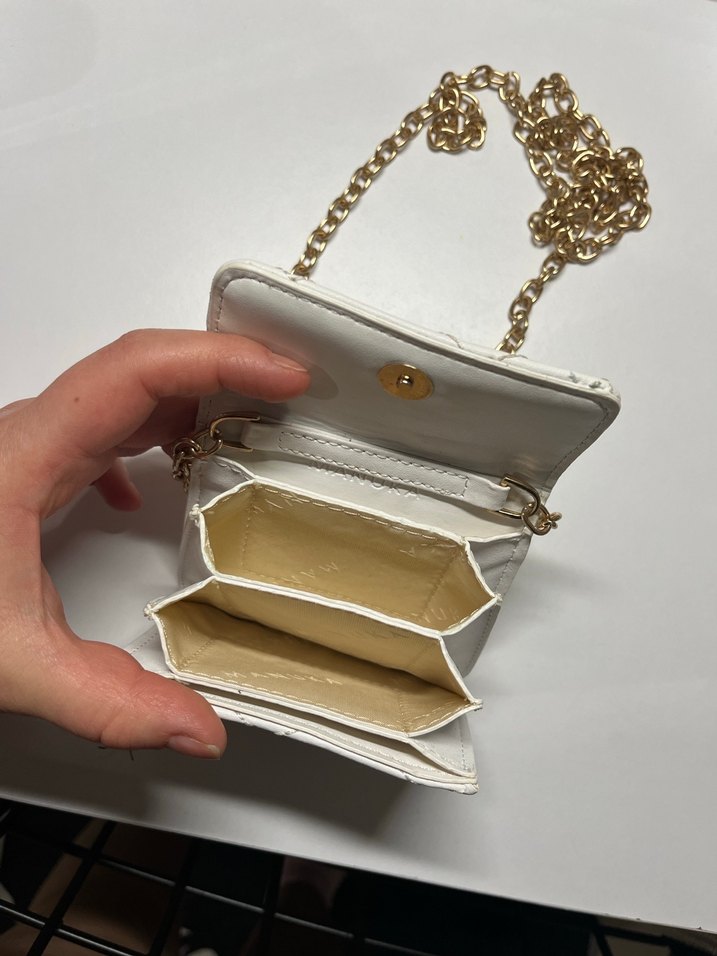 Manuka Zincir Detaylı Beyaz Deri Kadın Çanta - Görsel 2