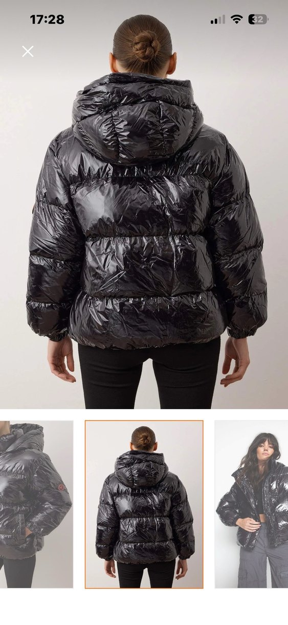 Kadın Siyah Parlak Şişme Mont - Görsel 3