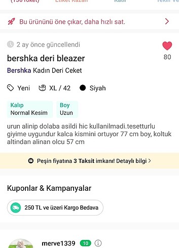 Bershka deri ceket