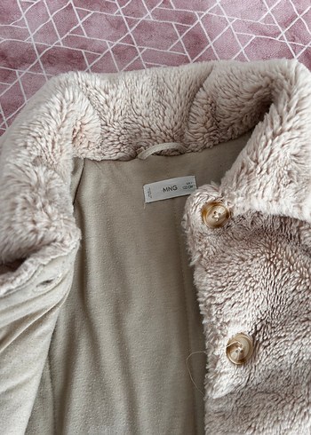 7 Yaş Beden Bej peluş Detaylı Kız Çocuk Kaban