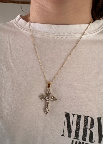 Şeffaf Quartz Taşlı Haç Kolye - Görsel 4