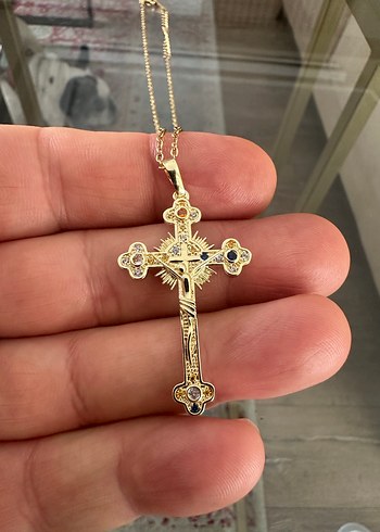 Renkli Quartz Taşlı Haç Kolye - Görsel 7