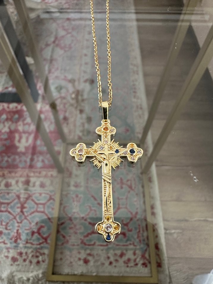 Renkli Quartz Taşlı Haç Kolye - Görsel 5