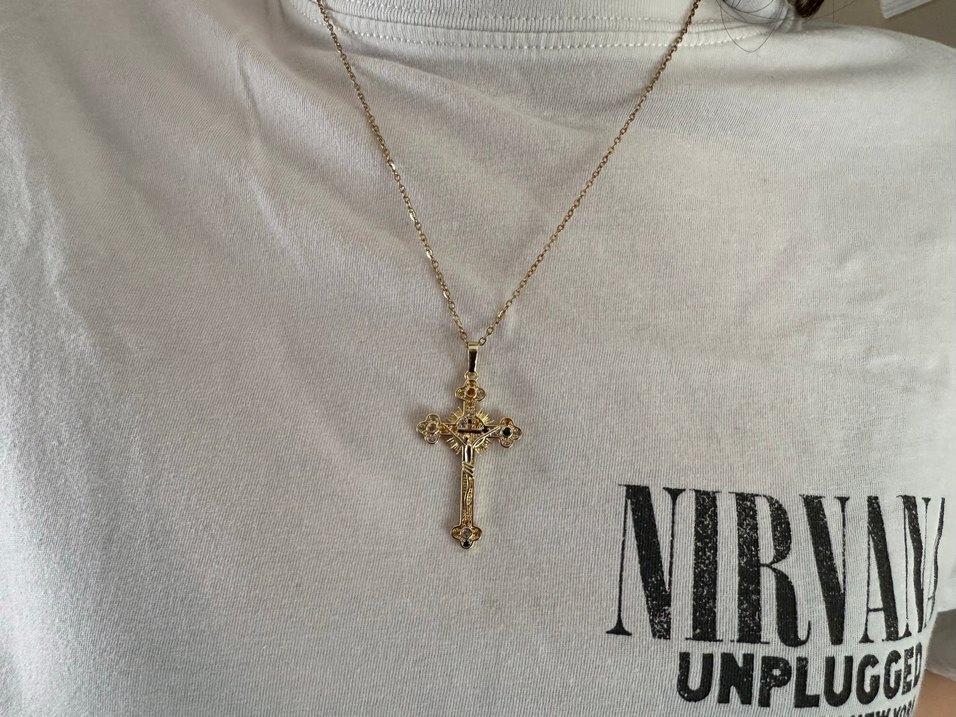 Renkli Quartz Taşlı Haç Kolye - Görsel 3