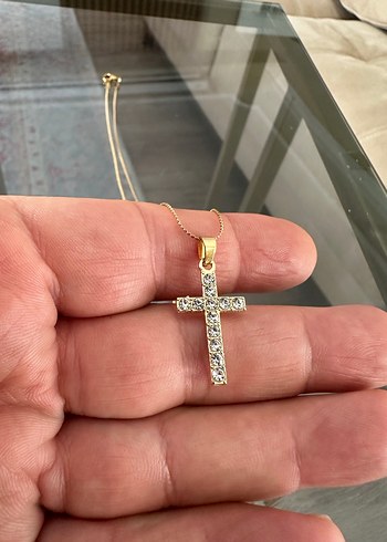 Quartz Taşlı Haç Kolye - Görsel 6