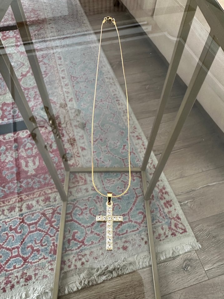 Quartz Taşlı Haç Kolye - Görsel 3