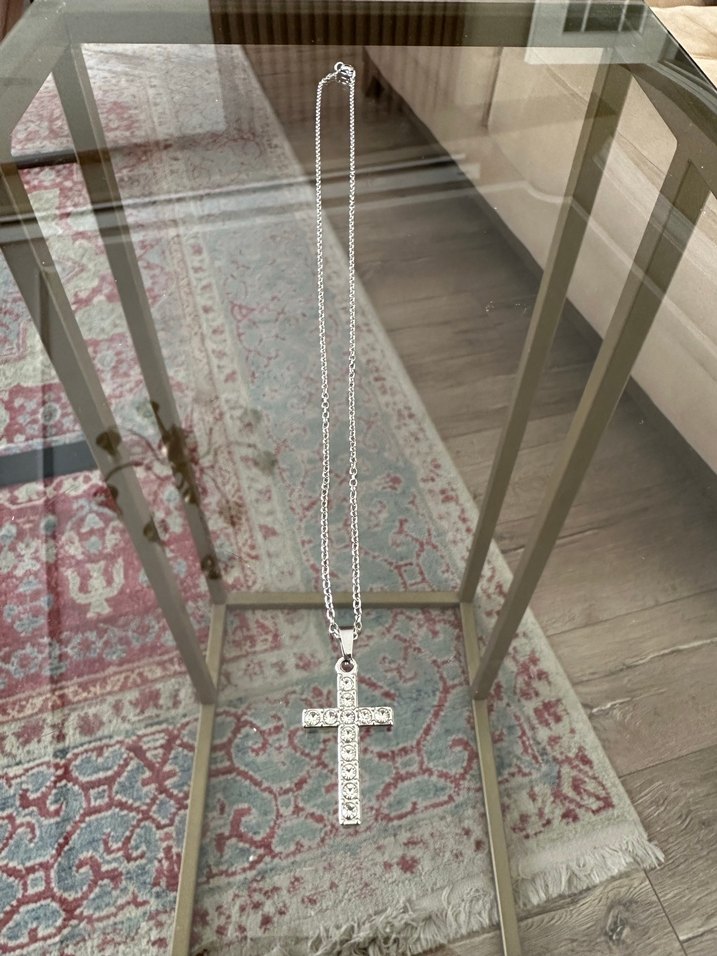 Quartz Taşlı Haç Kolye - Görsel 3