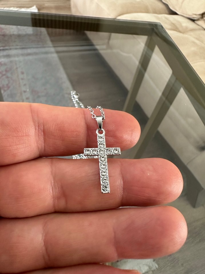 Quartz Taşlı Haç Kolye - Görsel 5