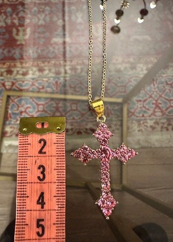 Pembe Quartz Taş Haç Kolye - Görsel 6