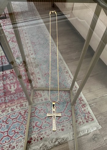 Quartz Taşlı Haç Kolye - Görsel 3