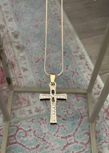 Quartz Taşlı Haç Kolye - Görsel 2