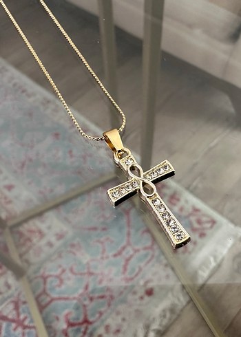 Quartz Taşlı Haç Kolye - Görsel 4