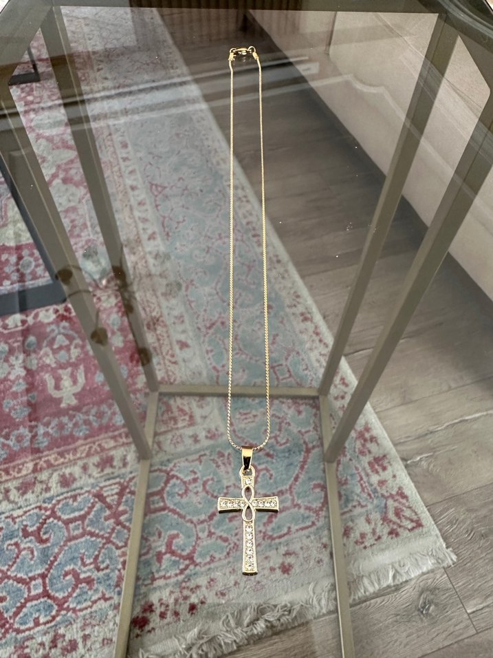 Quartz Taşlı Haç Kolye - Görsel 3