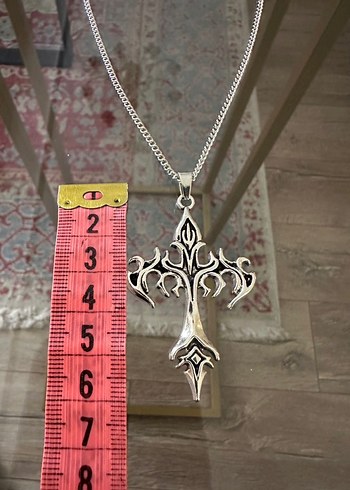 Gothik Punk Alev Motif Haç Kolye - Görsel 6