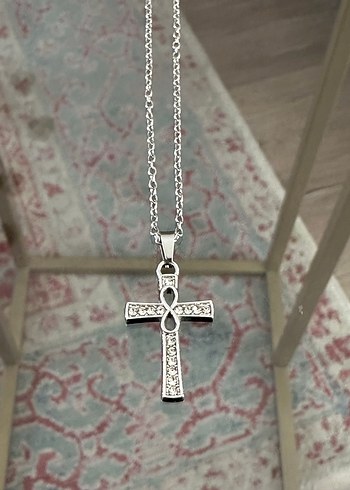 Quartz Taşlı Haç Kolye - Görsel 2