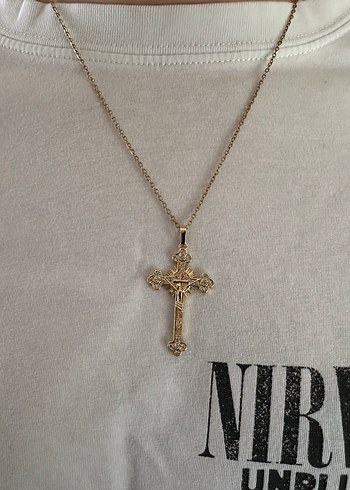 Şeffaf Quartz Taşlı Haç Kolye - Görsel 3