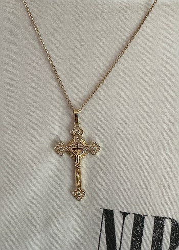 Şeffaf Quartz Taşlı Haç Kolye - Görsel 2