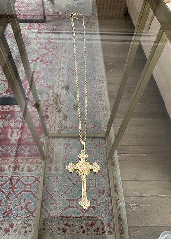 Şeffaf Quartz Taşlı Haç Kolye - Görsel 5