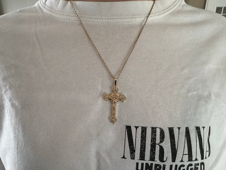 Şeffaf Quartz Taşlı Haç Kolye - Görsel 3