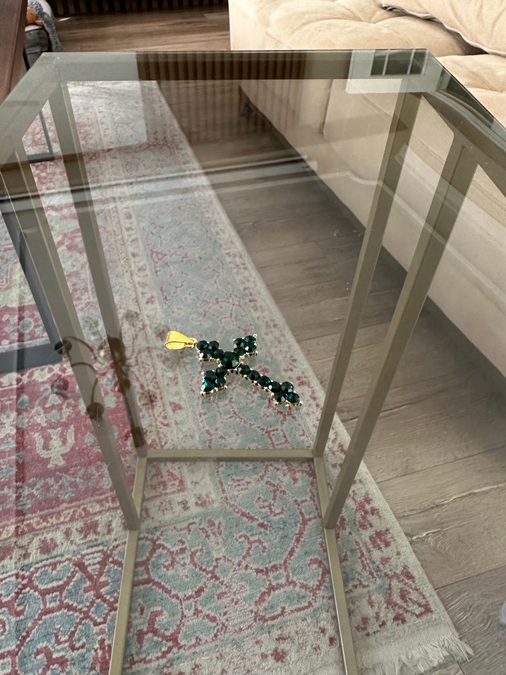 Yeşil Quartz Taşlı Haç Kolye - Görsel 2