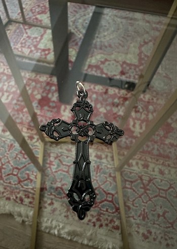 Gotik Siyah Haç Kolye Ucu - Görsel 4