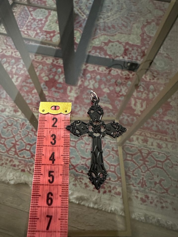 Gotik Siyah Haç Kolye Ucu - Görsel 3
