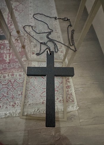 Gothik Ahşap Siyah Büyük Haç Kolye - Görsel 2