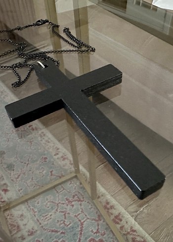 Gothik Ahşap Siyah Büyük Haç Kolye - Görsel 3