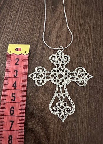 Gothik Nakış İşlemeli Haç Kolye - Görsel 5