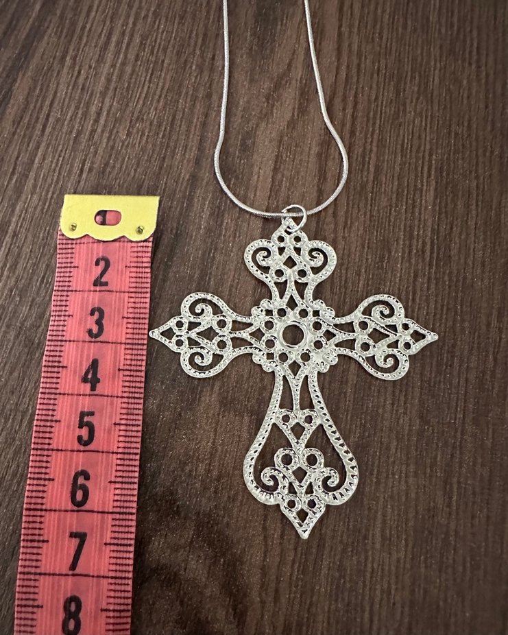 Gothik Nakış İşlemeli Haç Kolye - Görsel 5