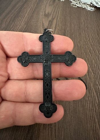 Gothik Büyük Boy Siyah Haç Kolye - Görsel 4