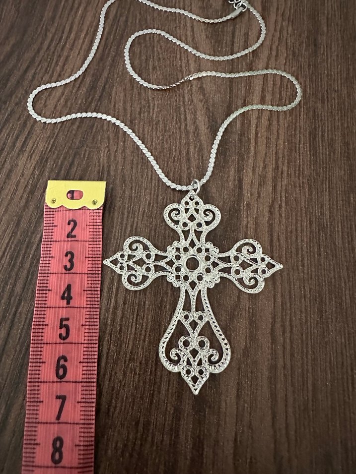 Gothik Nakış İşlemeli Haç Kolye - Görsel 5
