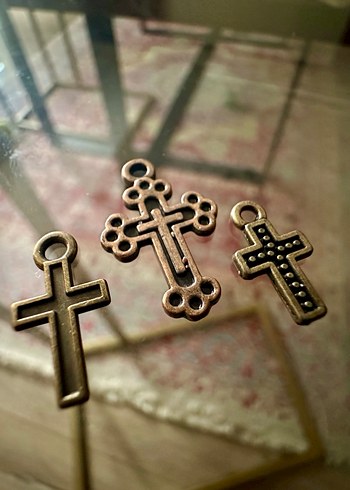 Minimalist Antik Gold Haç Kolye Uçları - Görsel 2
