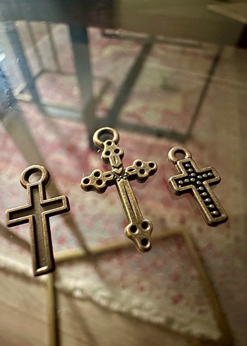 Minimalist Antik Gold Haç Kolye Uçları - Görsel 2