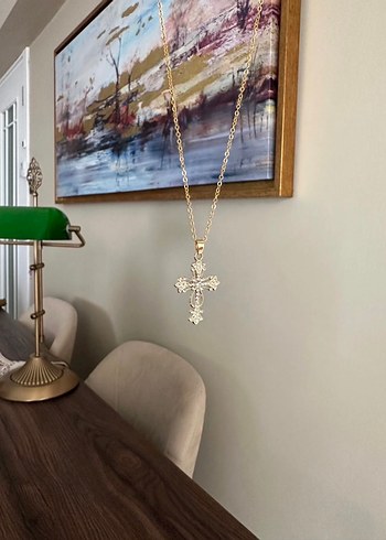 Quartz Taşlı Haç Kolye - Görsel 2