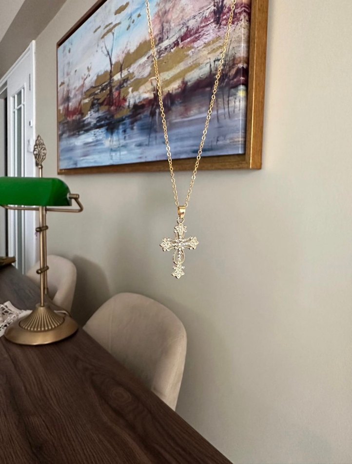 Quartz Taşlı Haç Kolye - Görsel 2