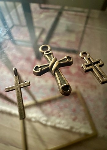 Minimalist Antik Gold Haç Kolye Uçları - Görsel 2