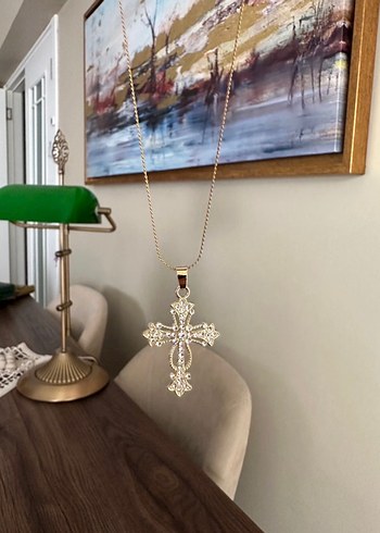 Quartz Taşlı Haç Kolye - Görsel 2