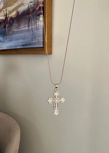 Quartz Taşlı Haç Kolye - Görsel 3