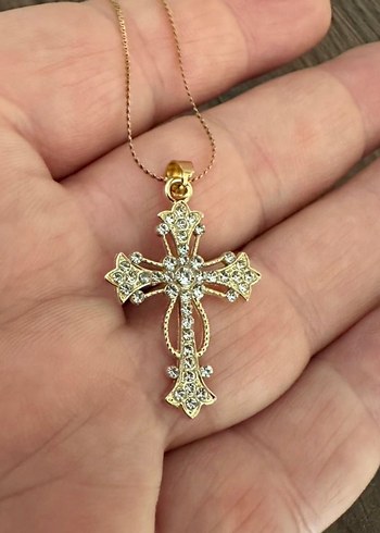 Quartz Taşlı Haç Kolye - Görsel 4