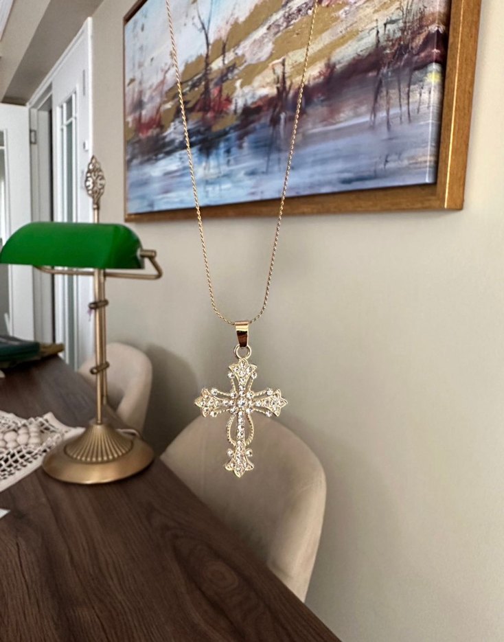 Quartz Taşlı Haç Kolye - Görsel 2