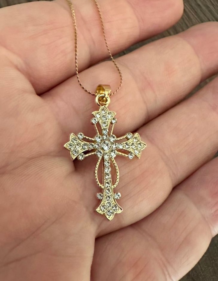 Quartz Taşlı Haç Kolye - Görsel 4