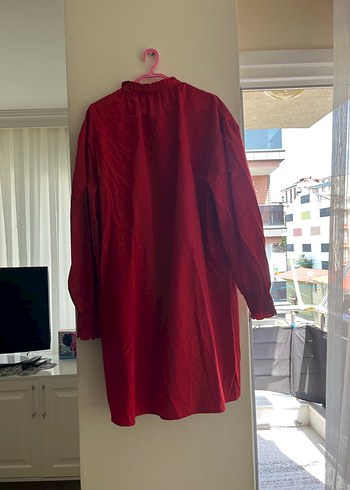 42 Beden kırmızı Renk Kırmızı Midi Keten tunik